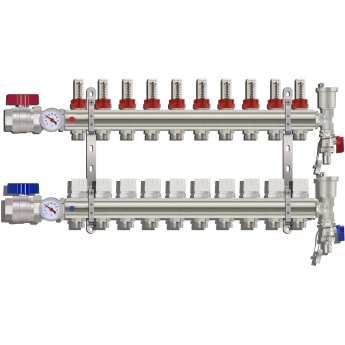 Коллектор регулируемый с расходомерами GAPPO G422.10 10-вых. x1"x3/4"