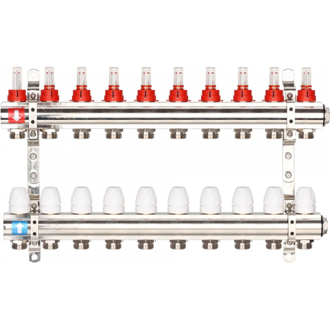 Коллектор регулируемый с расходомерами GAPPO 10-вых. x1"x3/4" G423.10