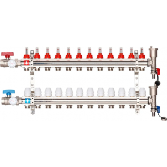 Коллектор регулируемый с расходомерами GAPPO G421.12 12-вых. x1"x3/4"