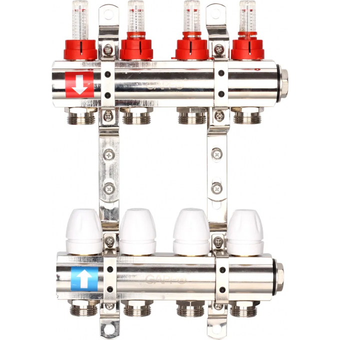 Коллектор регулируемый с расходомерами GAPPO 4-вых. x1"x3/4" G423.4