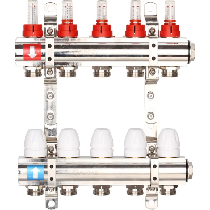 Коллектор регулируемый с расходомерами GAPPO 5-вых. x1"x3/4" G423.5