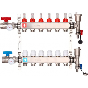 Коллектор регулируемый с расходомерами GAPPO G422.6 6-вых. x1"x3/4"