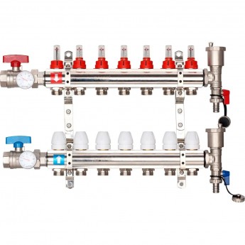 Коллектор регулируемый с расходомерами GAPPO G421.7 7-вых. x1"x3/4"
