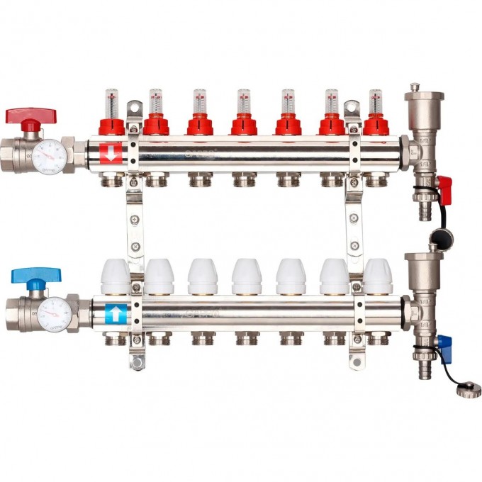 Коллектор регулируемый с расходомерами GAPPO 7-вых. x1"x3/4" G421.7
