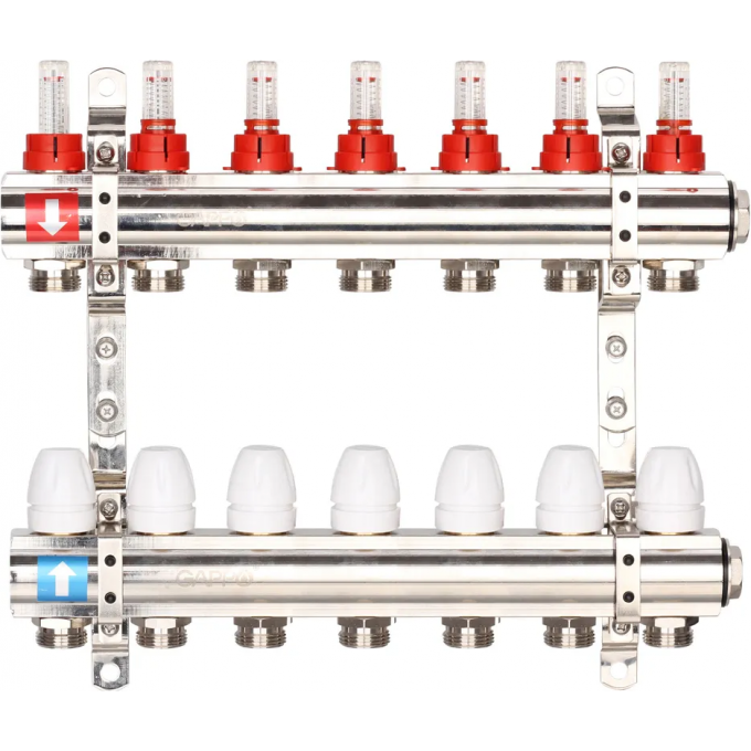 Коллектор регулируемый с расходомерами GAPPO 7-вых. x1"x3/4" G423.7