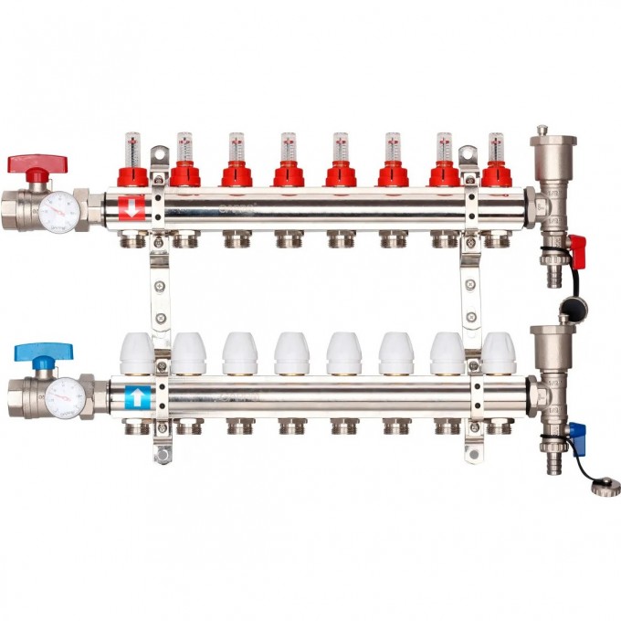 Коллектор регулируемый с расходомерами GAPPO 8-вых. x1"x3/4" G421.8