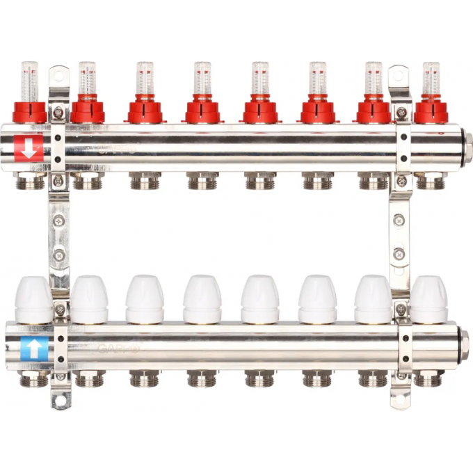 Коллектор регулируемый с расходомерами GAPPO 8-вых. x1"x3/4" G423.8